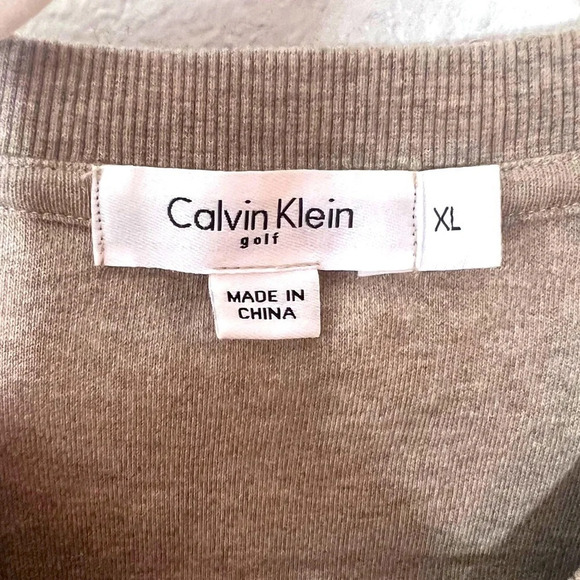 Calvin Klein Golf Vest Mens XL Pullover Sleeveless Soft Cotton V-Neck Tan NWOT - Picture 2 of 7
